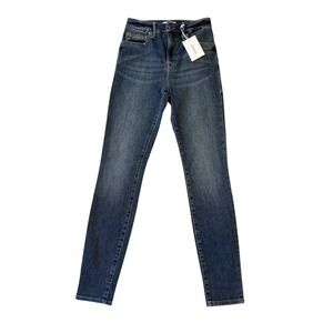 Good American Good Waist Skinny Jeans Blue 195 High Rise Distressed 2 26